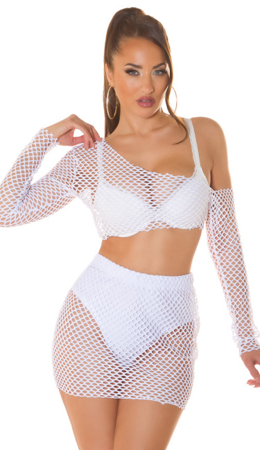 2Piece Set / net skirt and Top White